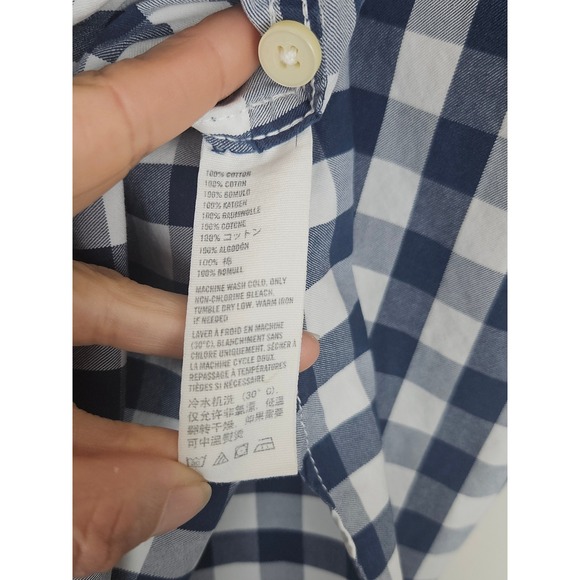 Abercrombie Fitch Mens Short Sleeve Gingham Button Down Shirt Navy White Size L - Picture 5 of 6